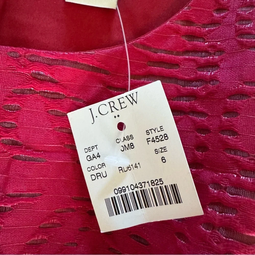 NWT J.Crew Dark Ruby Jacquard Eyelet Dress Size 6